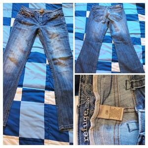 refuge Medium Blue Low-Rise Bootcut Jeans